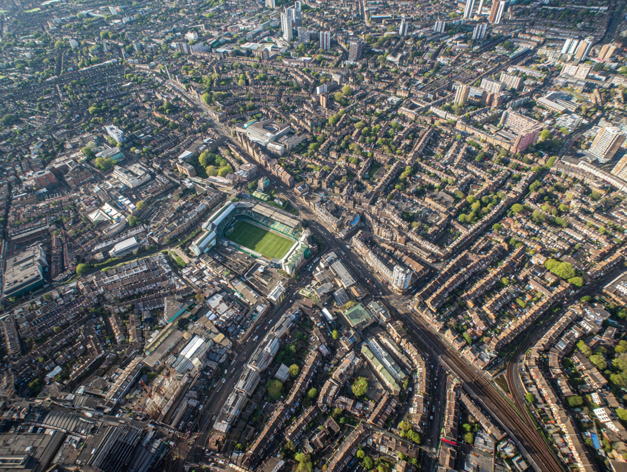 Aerial view of North London showing Haringey and Barnet areas