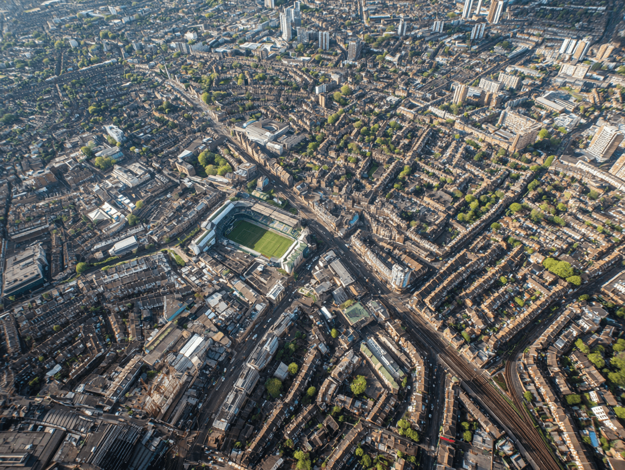 Aerial view of North London showing Haringey and Barnet areas